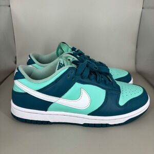 Nike Dunk Low Teal Mint White Leather Sneakers Women s Size 6.5 DD1503 301